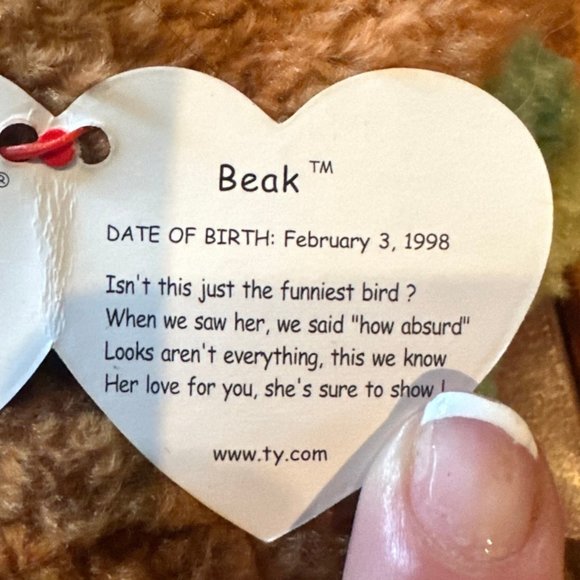 Ty Beanie Baby: Beak the Kiwi Bird | Stuffed Animal | MWMT - Picture 5 of 9